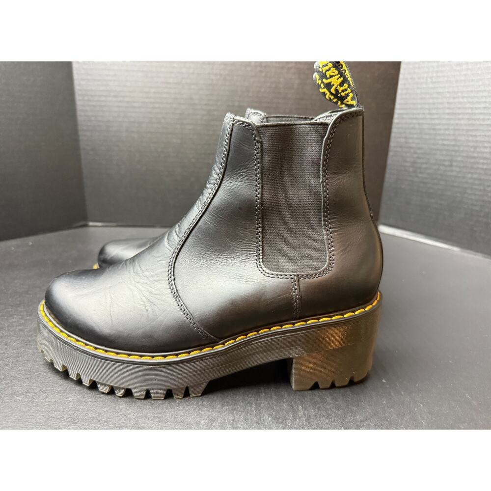 Dr Doc Martens Boots Womens Sz 9 Rometty Platform Chelsea Wyoming Black Leather